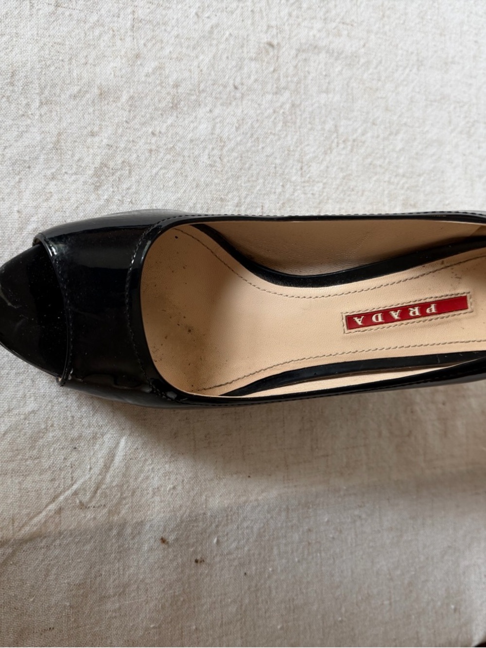 Prada Black Patent Peep-Toe Wedge Heels w/ original box - Picture 4 of 5
